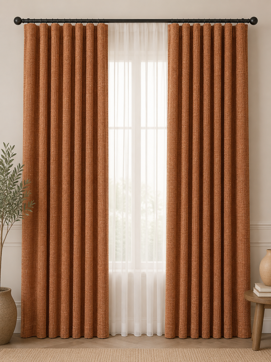 IREZ Signature Collection 
Terra Textured Curtain Panel – Premium Rustic Woven Drapery