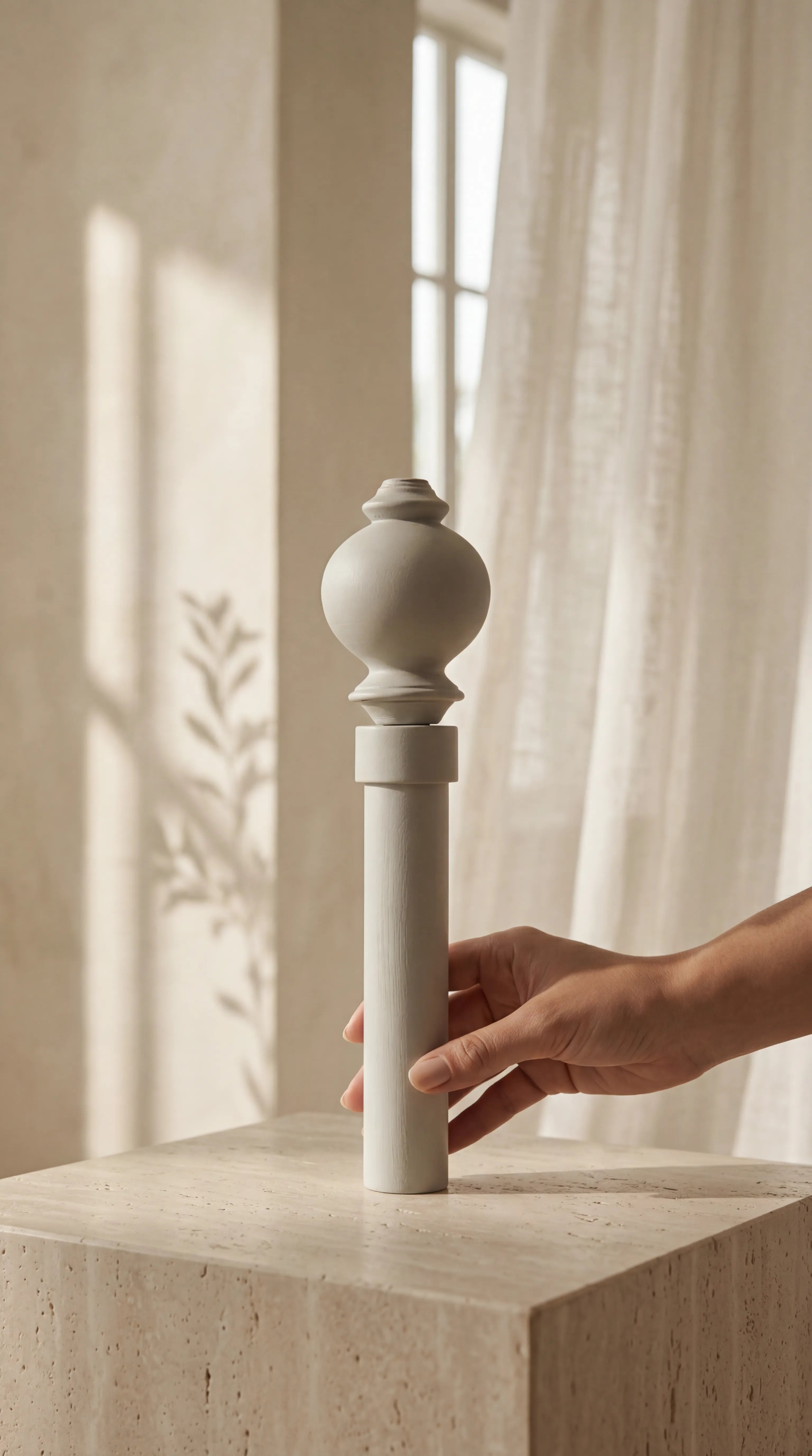 IREZ Signature Collection 
Luxury Wooden Curtain Rod – Matte White Rustic Collection