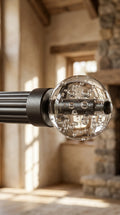 IREZ Signature Collection Luxury Crystal Glass Curtain Rod – Black | Premium Decorative Curtain Pole