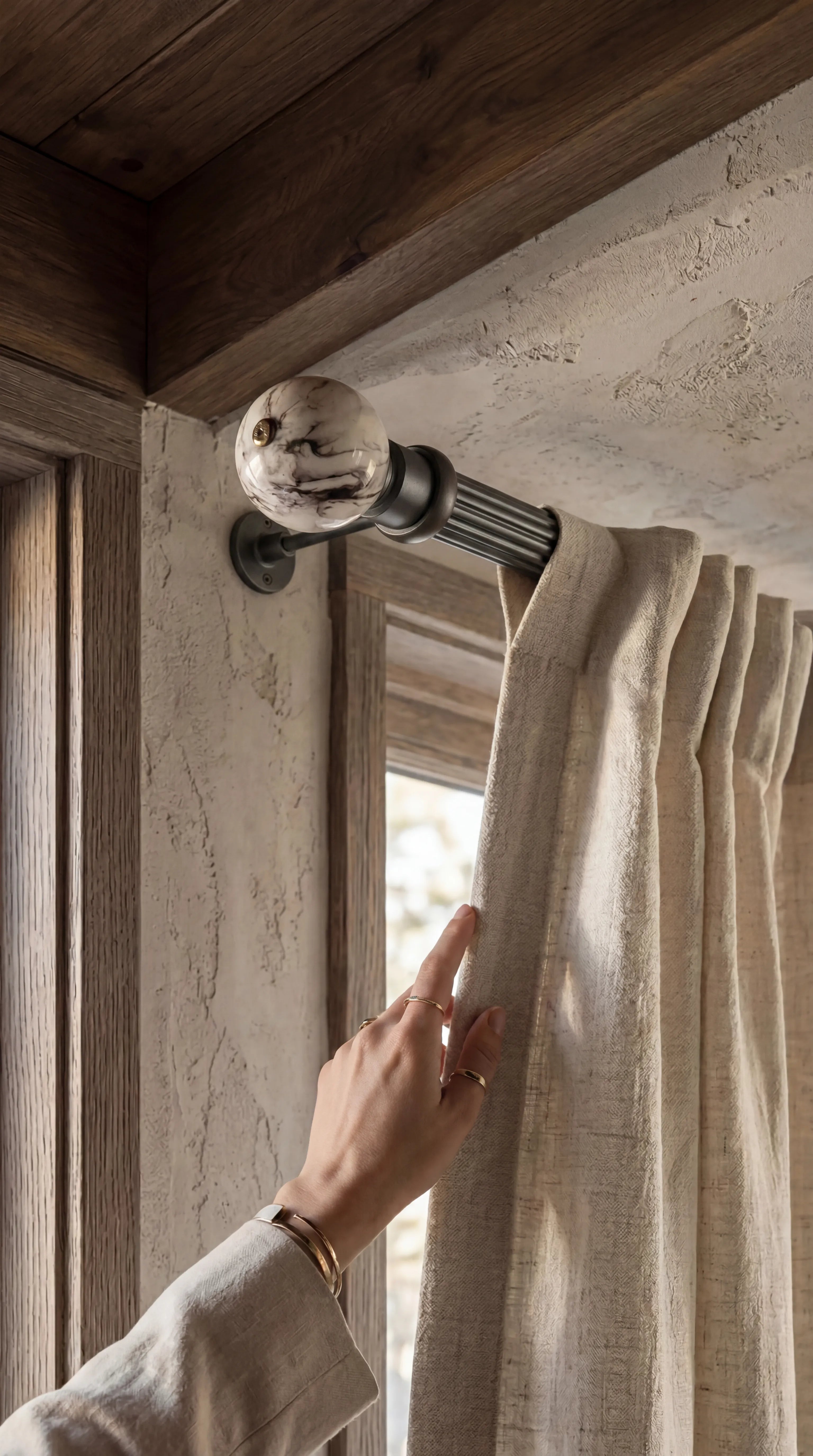 IREZ Signature Collection – Marble Prestige Curtain Rod | Luxury Decorative Drapery Hardware